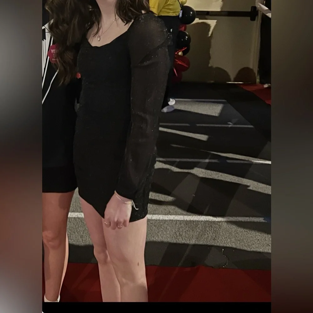 Black Ruched Dress - Picture 2 of 7